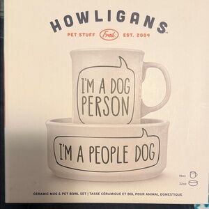 Ceramic Mug & Pet Bowl Set - White